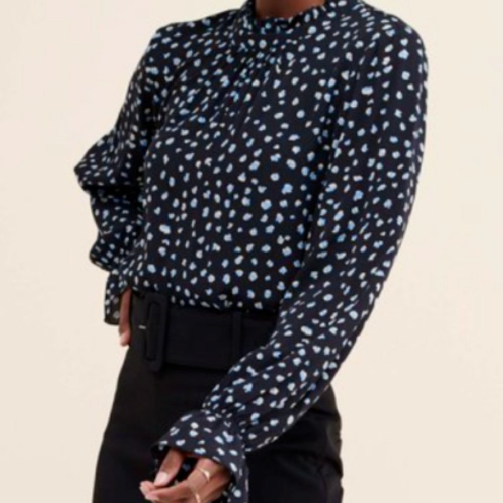 ANTHROPOLOGIE Sanctuary Flare-Sleeve Mock Blouson